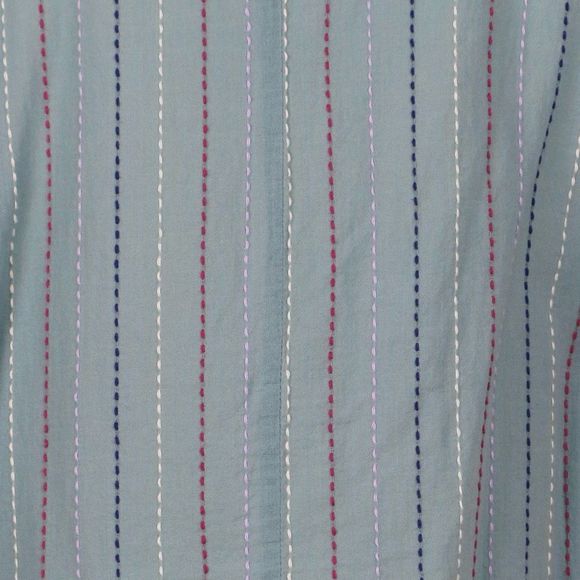 Falls Creek Light Teal Blue Button Down Embroidered Short Sleeve Blouse XL - Picture 3 of 10